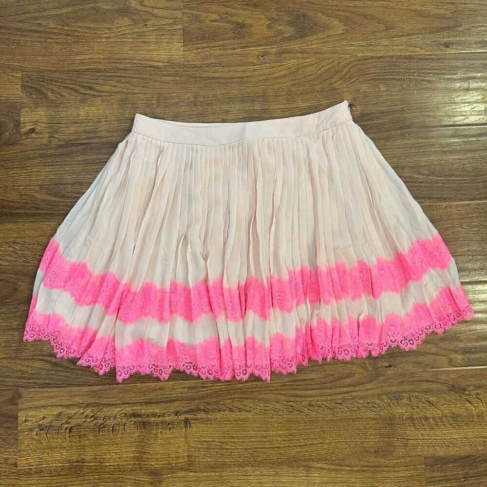 NWT Ted Baker pleated chiffon mini skirt with lace